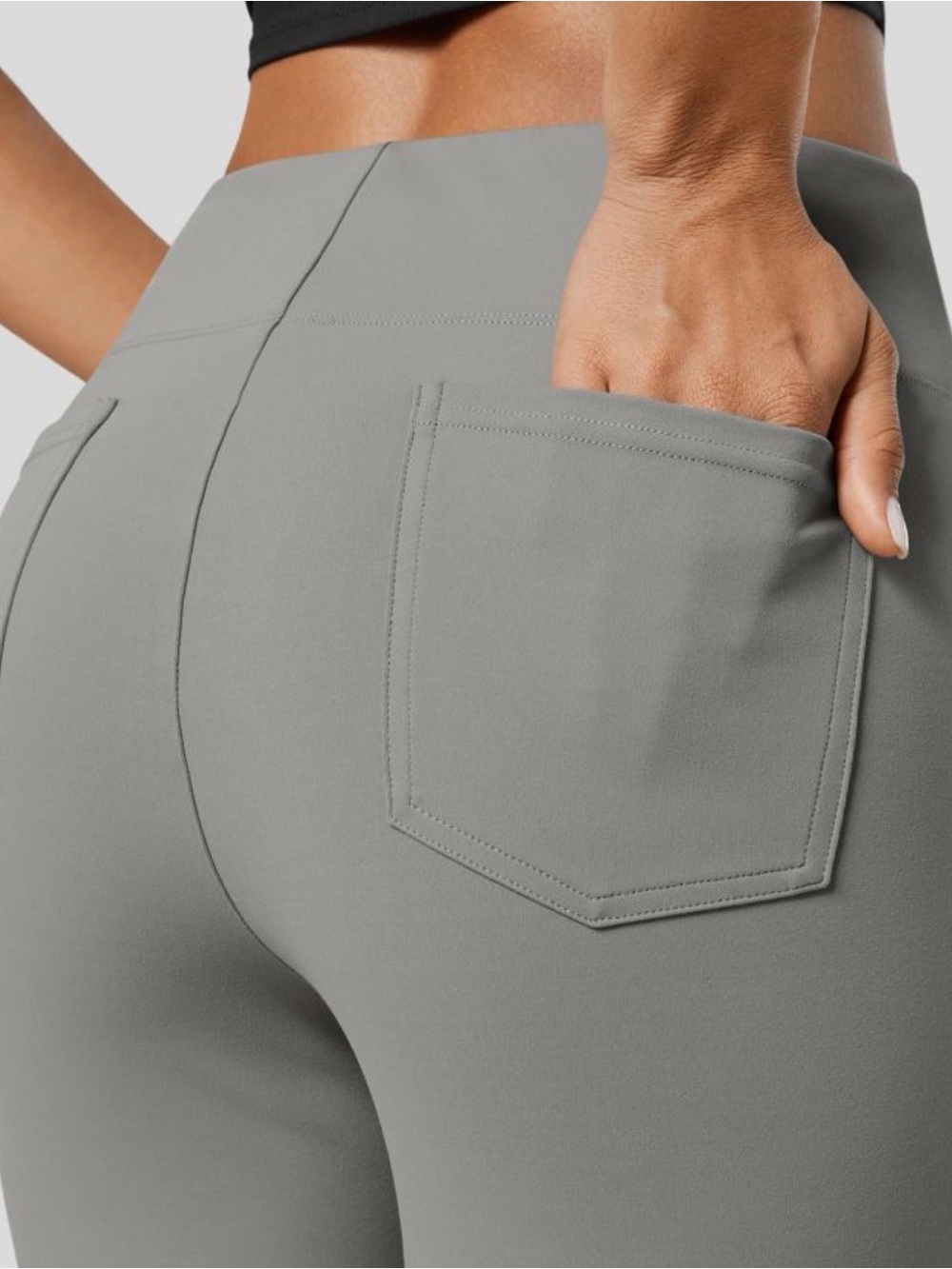 Halara Flex High Waisted Slight Flare Work Pants in Gray - Picture 3 of 4